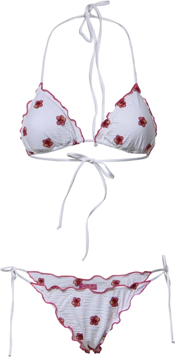 MC2 Saint Barth Sea Clothing Seersucker Hibiscus 01 Emb Wit