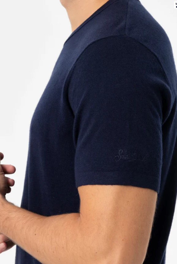 MC2 Saint Barth Navy Blue Scott Crewneck T Shirt Blauw