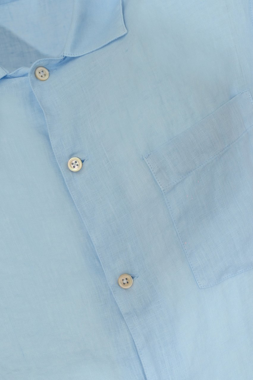 MC2 Saint Barth Shirts Linen 31 Light Blue Lichtblauw