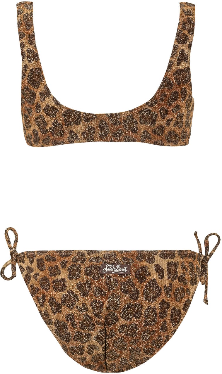 MC2 Saint Barth Bikini Crop con Stampa Animalier Beige