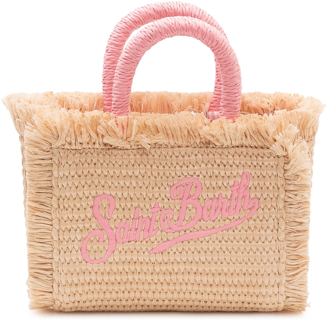 MC2 Saint Barth Borsa Vanity Micro in Paglia con Ricamo Beige
