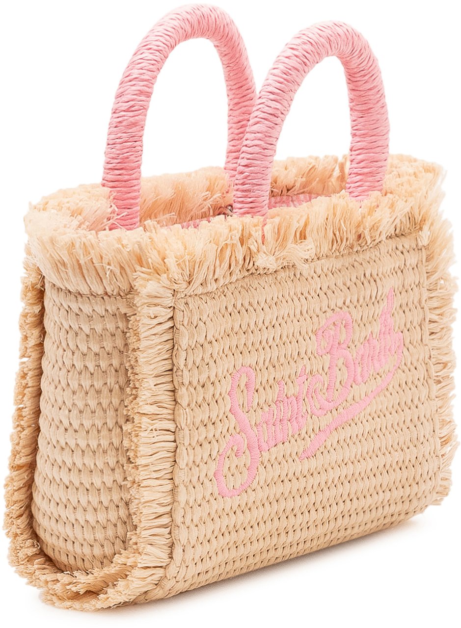 MC2 Saint Barth Borsa Vanity Micro in Paglia con Ricamo Beige