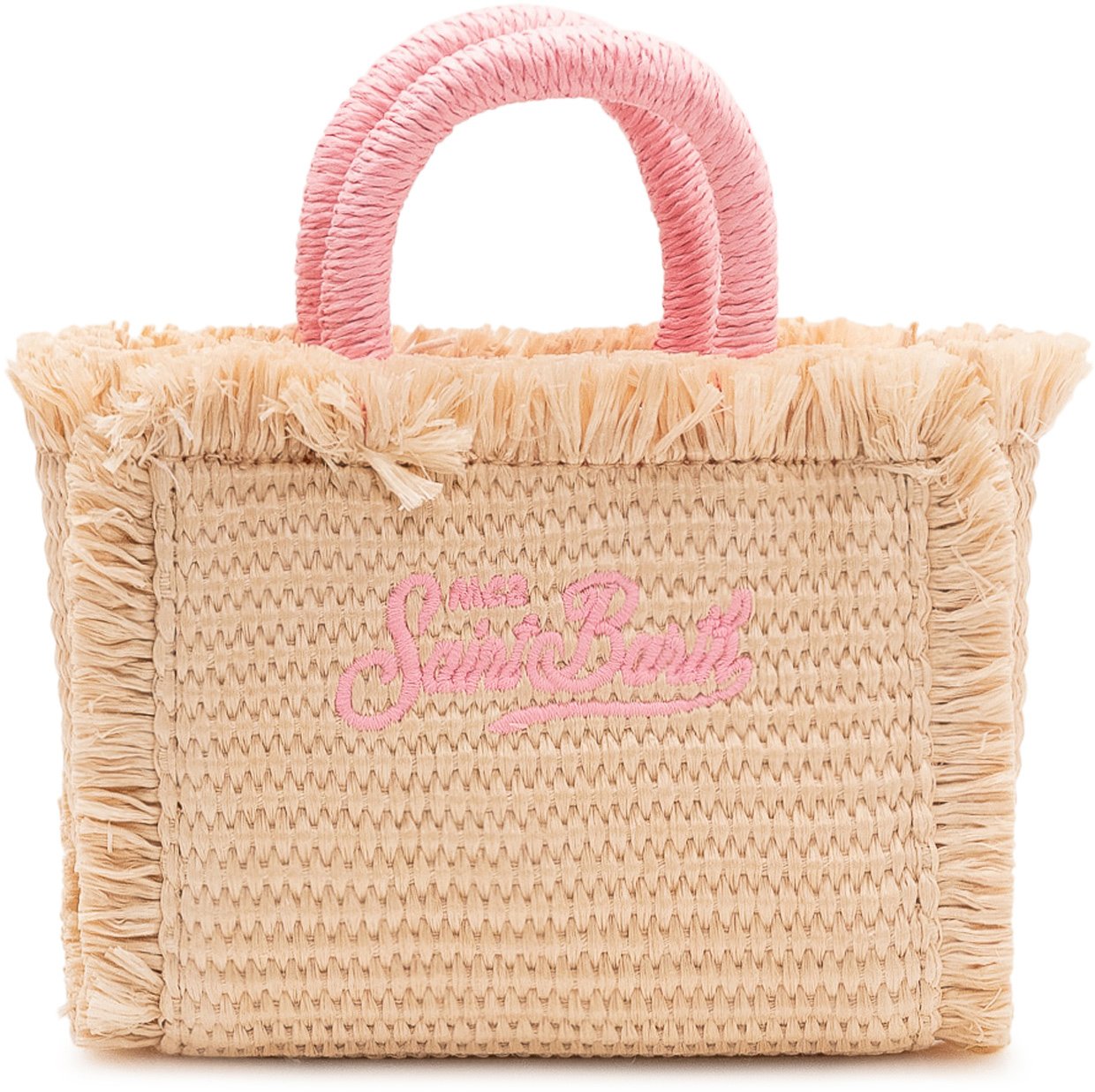 MC2 Saint Barth Borsa Vanity Micro in Paglia con Ricamo Beige