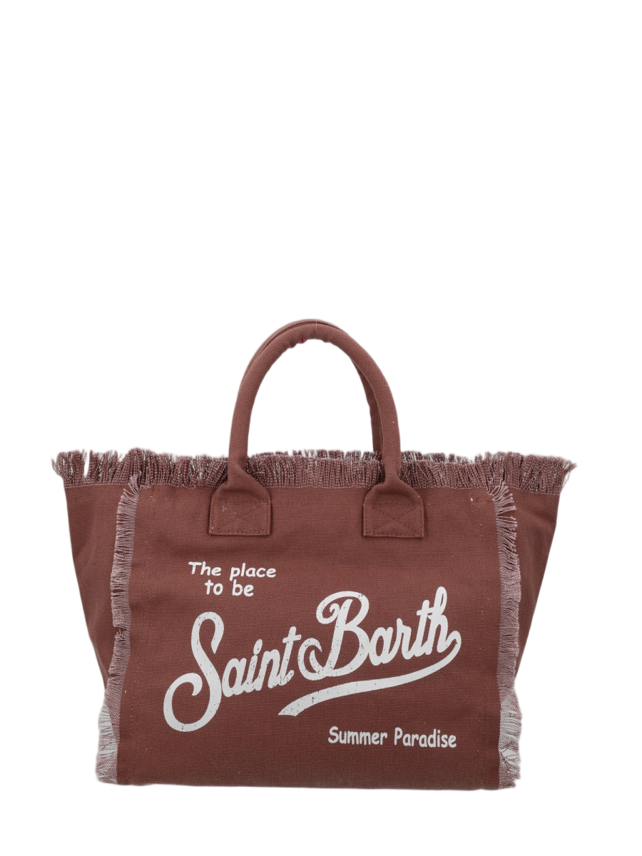 MC2 Saint Barth Brown Fringed Script Tote Bag Bruin