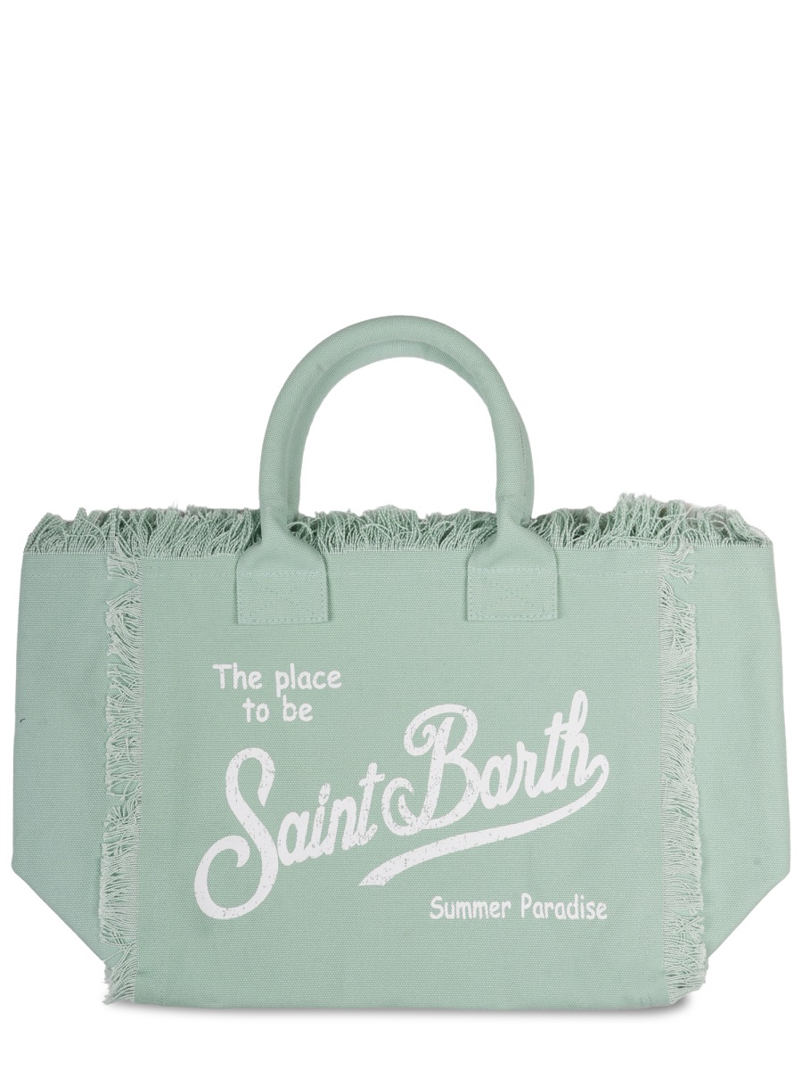 MC2 Saint Barth Rectangular Cotton Tote Bag with Fringed Edges Wit