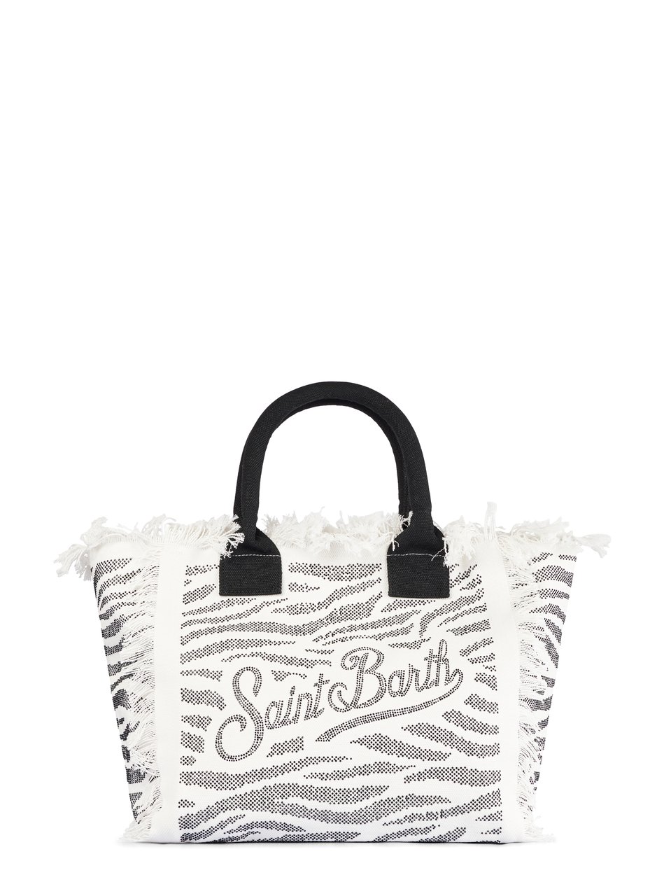 MC2 Saint Barth Zebra Print Vanity Shoulder Bag with Fringed Edges Wit
