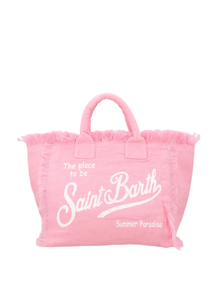 MC2 Saint Barth Soft Pink Fringed Tote Bag Wit