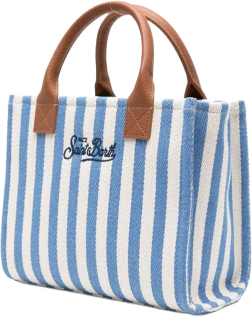 MC2 Saint Barth Bags Hb Stripes Leather 3619 Emb Lichtblauw