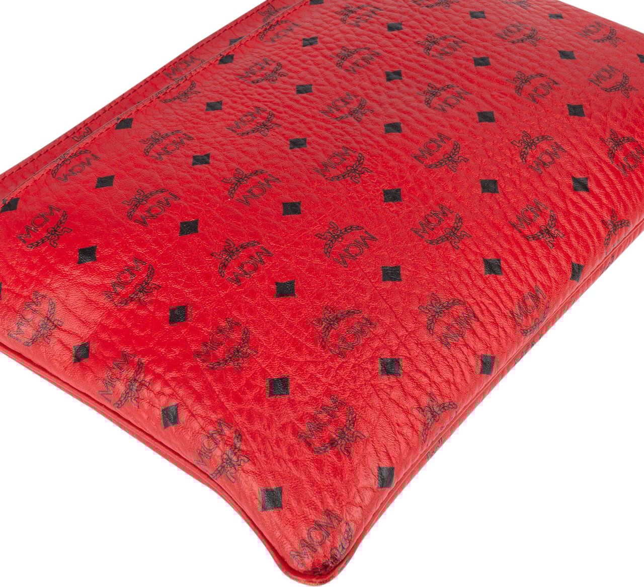 MCM MCM Red Visetos Monogram Leather Pouch Rood