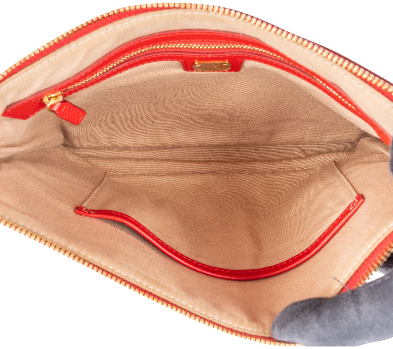 MCM MCM Red Visetos Monogram Leather Pouch Rood