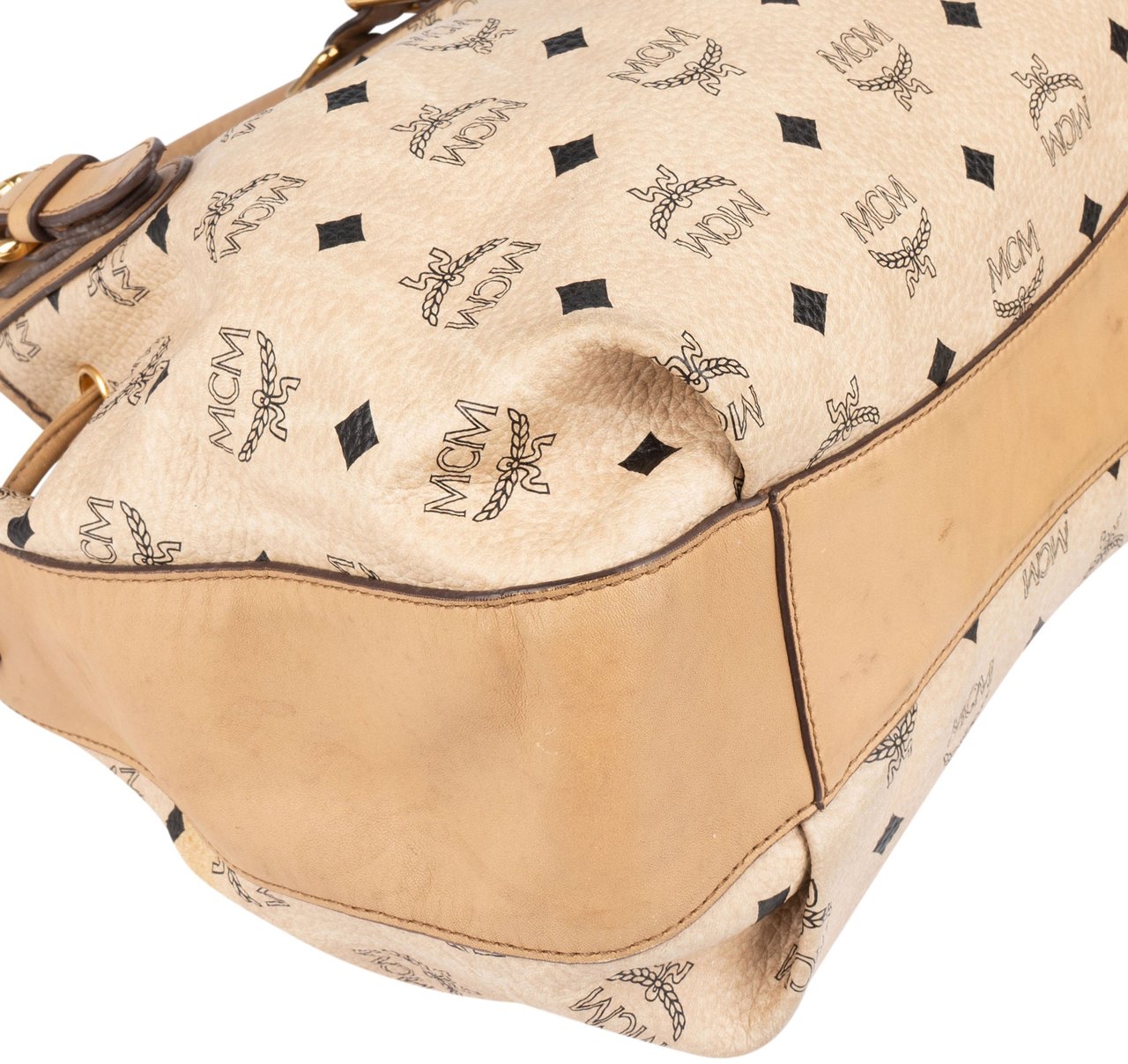 MCM MCM Visetos Monogram Mini Dessau Drawstring Handbag Beige