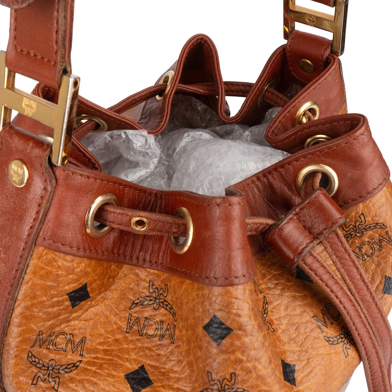 MCM MCM Monogram Visetos Bucket Crossbody Bag Bruin