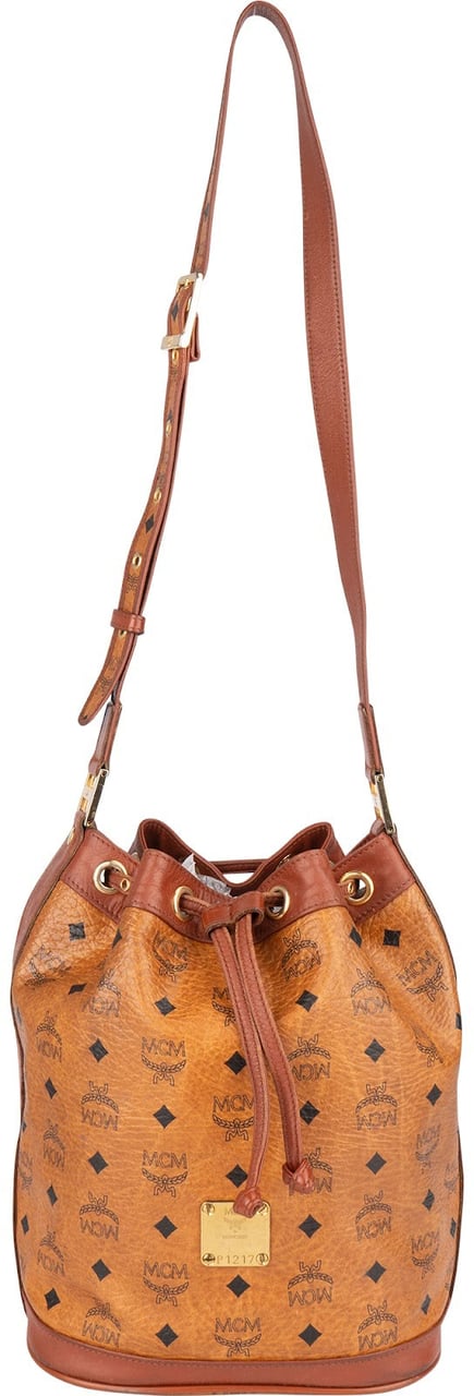 MCM MCM Monogram Visetos Bucket Crossbody Bag Bruin