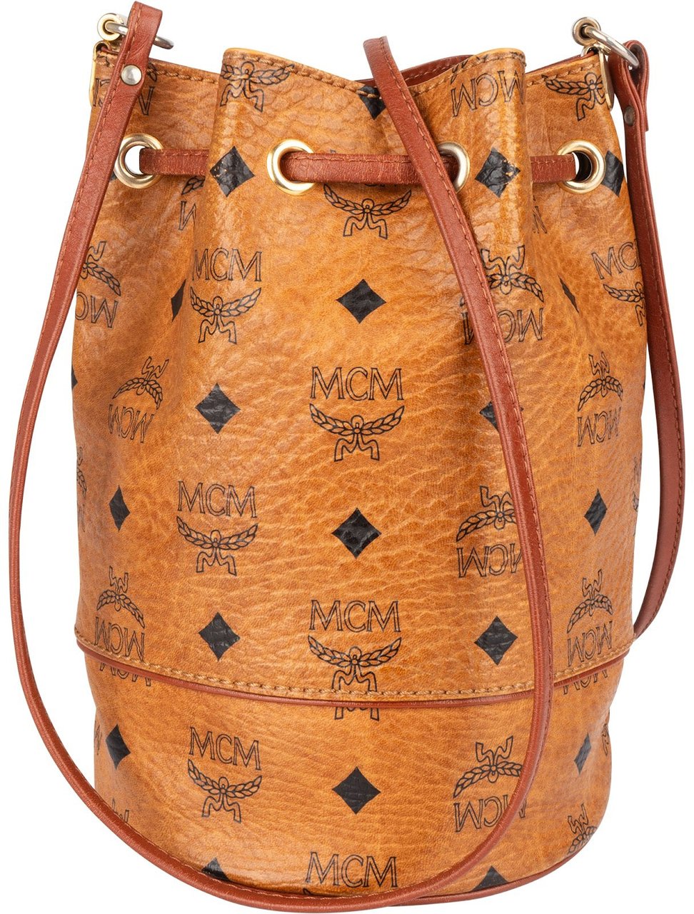 MCM MCM Monogram Visetos Mini Bucket Crossbody Bag Bruin