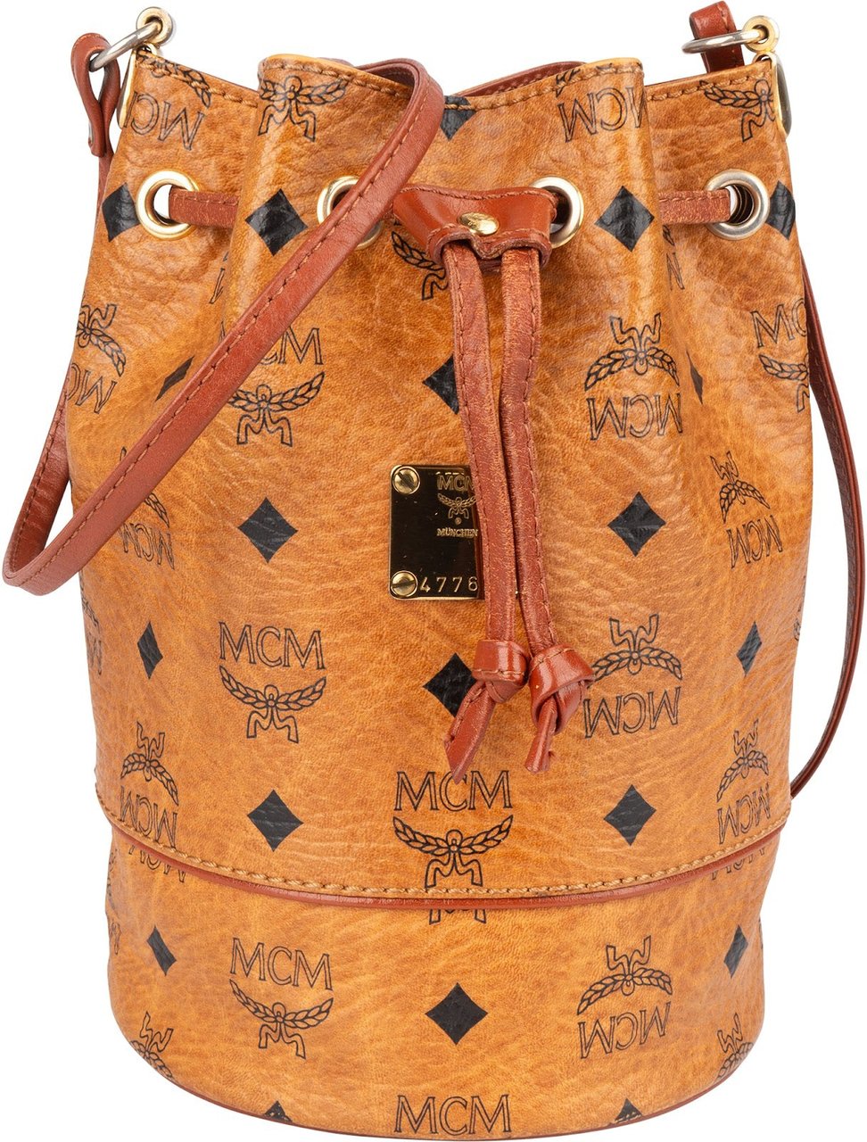 MCM MCM Monogram Visetos Mini Bucket Crossbody Bag Bruin