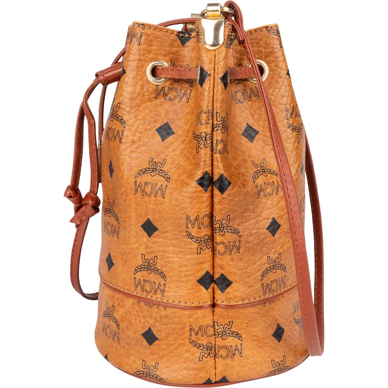 MCM MCM Monogram Visetos Mini Bucket Crossbody Bag Bruin