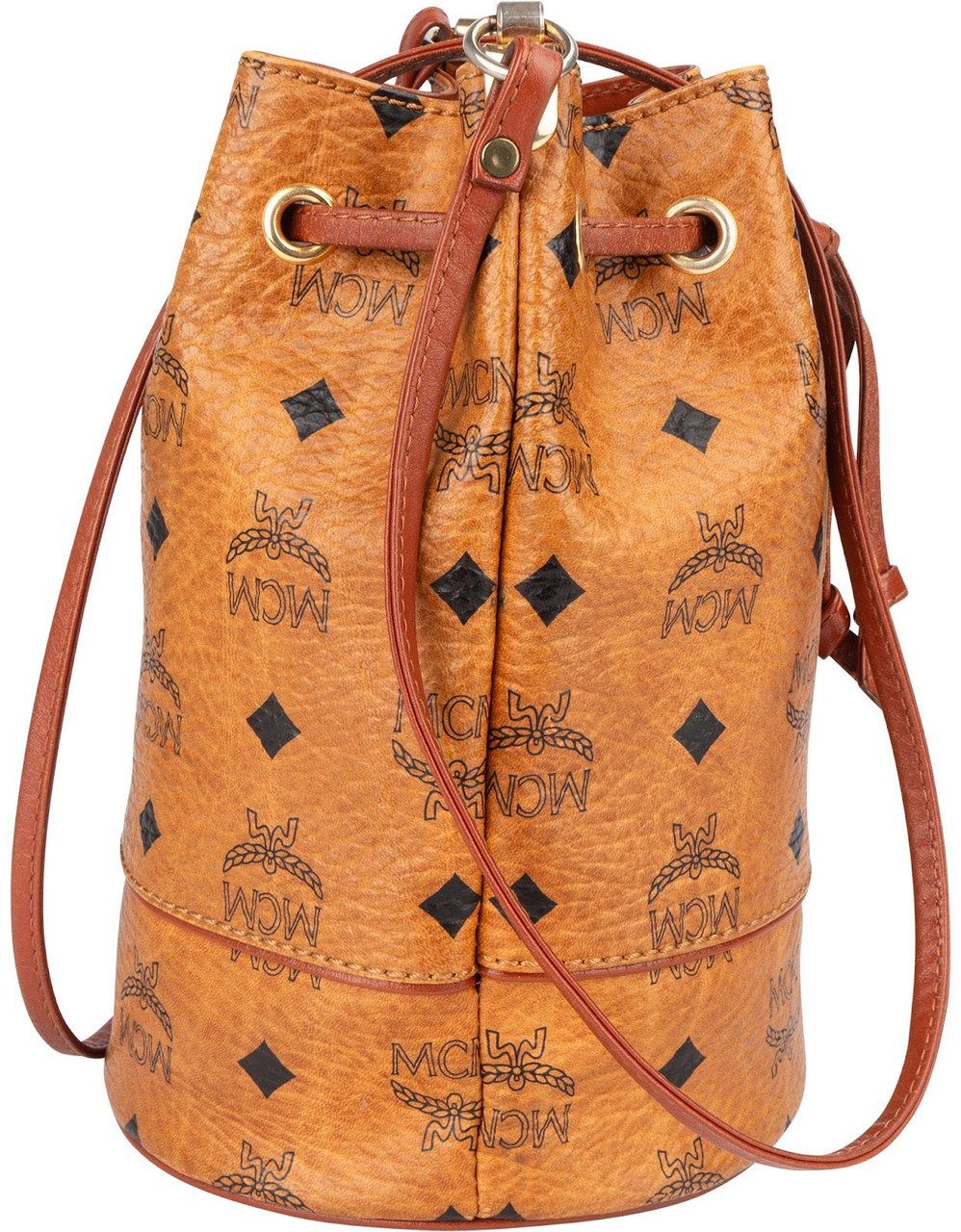 MCM MCM Monogram Visetos Mini Bucket Crossbody Bag Bruin