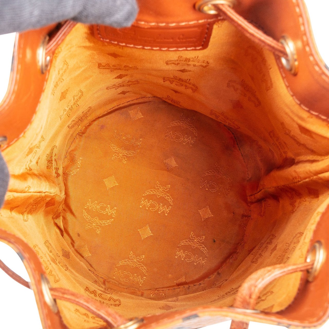 MCM MCM Monogram Visetos Mini Bucket Crossbody Bag Bruin