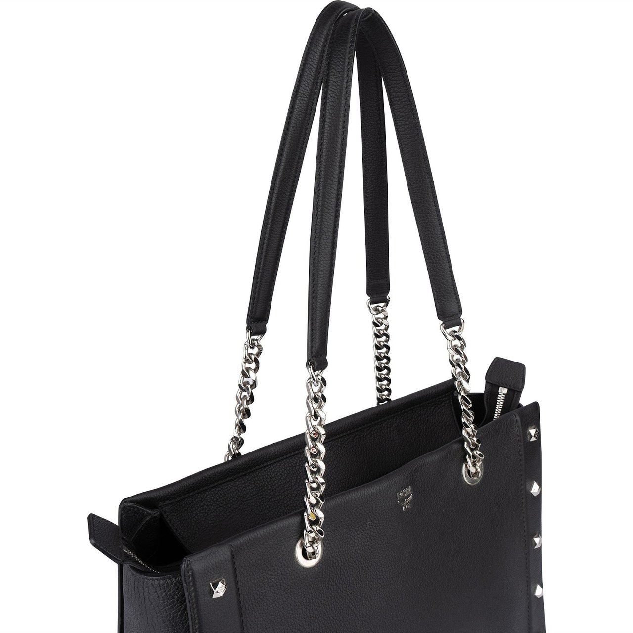 MCM MCM Leather Catherina Studded Tote Shoulder Bag Zwart