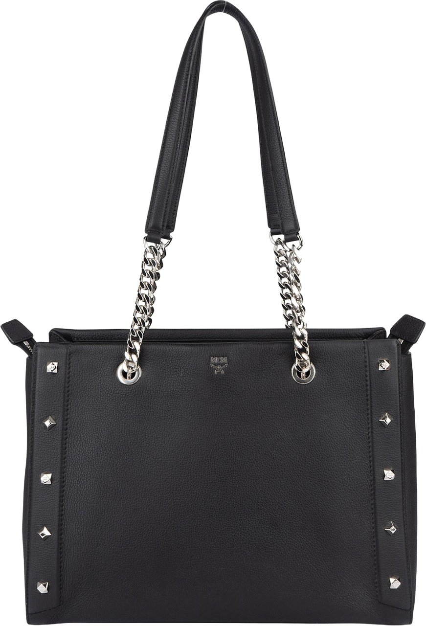 MCM MCM Leather Catherina Studded Tote Shoulder Bag Zwart