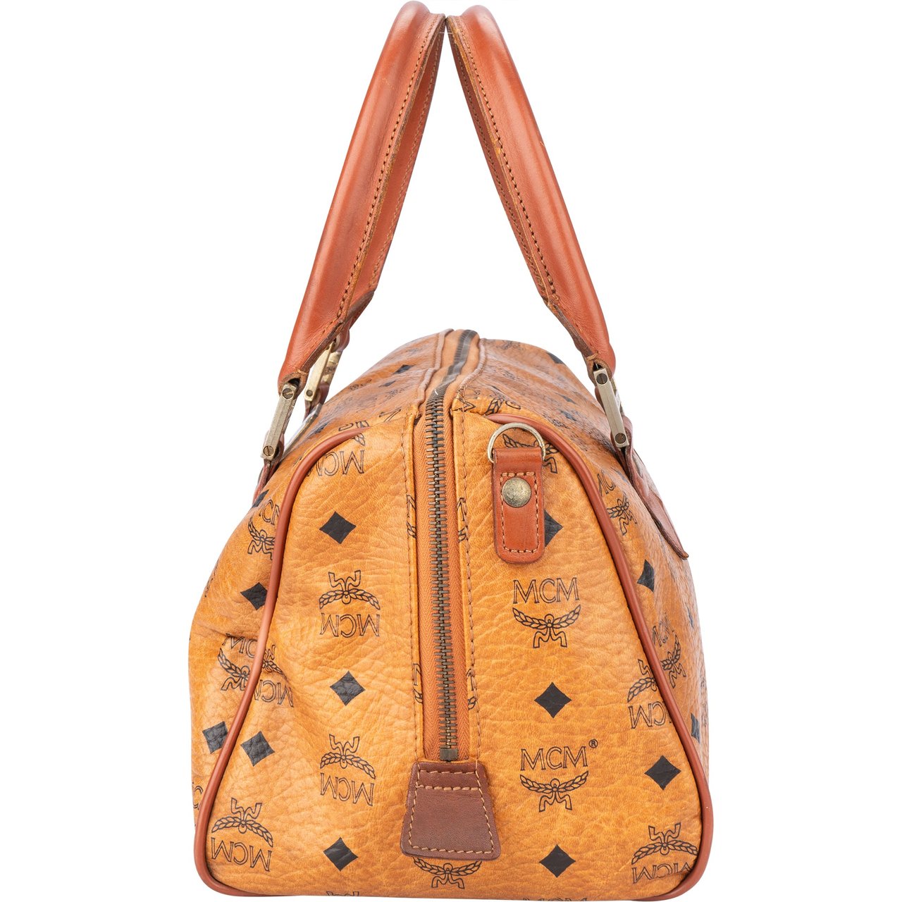 MCM MCM Visetos Monogram Boston Handbag Bruin