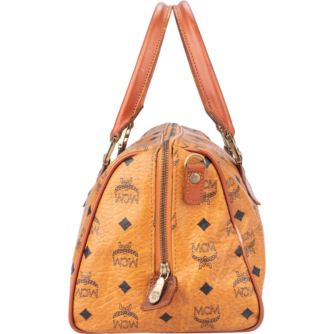 MCM MCM Visetos Monogram Boston Handbag Bruin