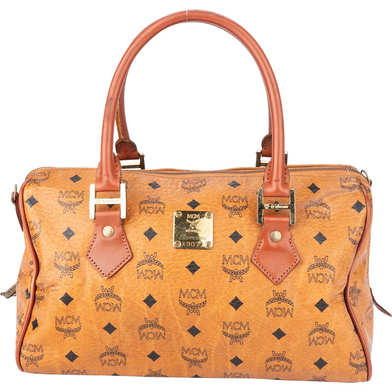 MCM MCM Visetos Monogram Boston Handbag Bruin
