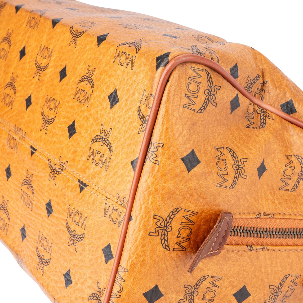 MCM MCM Visetos Monogram Boston Handbag Bruin