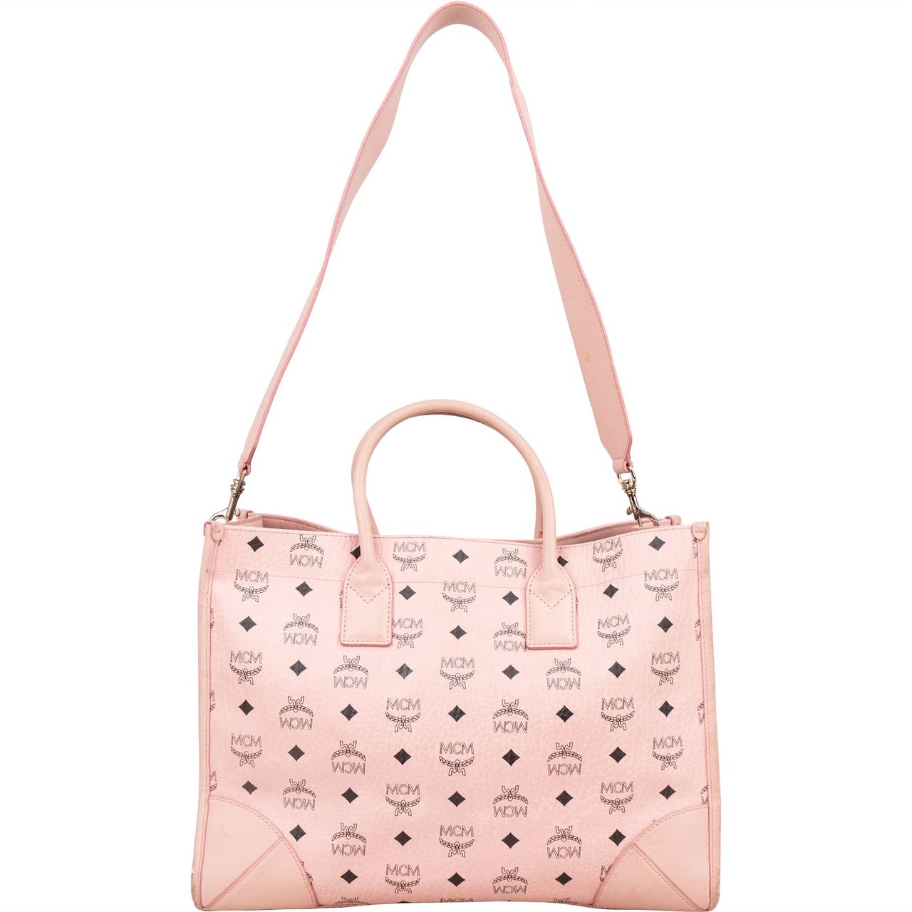 MCM Monogram Visetos Shopper Tote Bag Roze