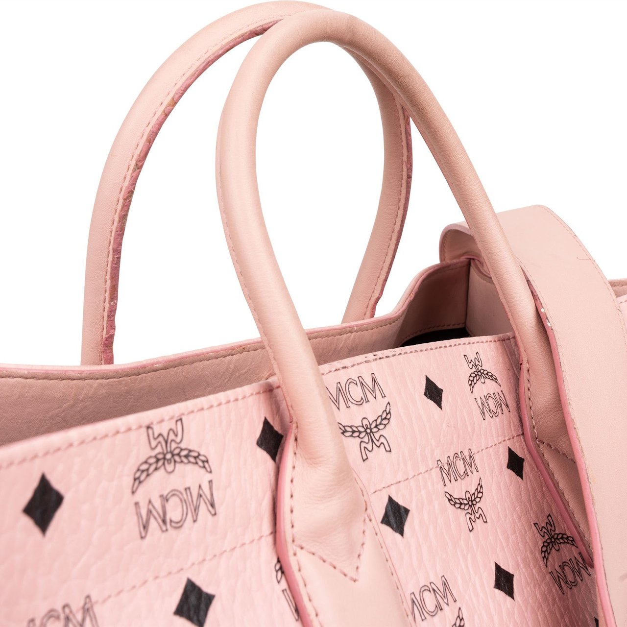 MCM Monogram Visetos Shopper Tote Bag Roze