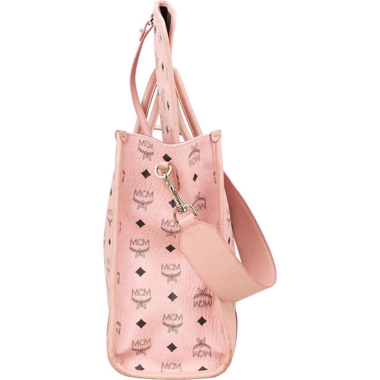 MCM Monogram Visetos Shopper Tote Bag Roze