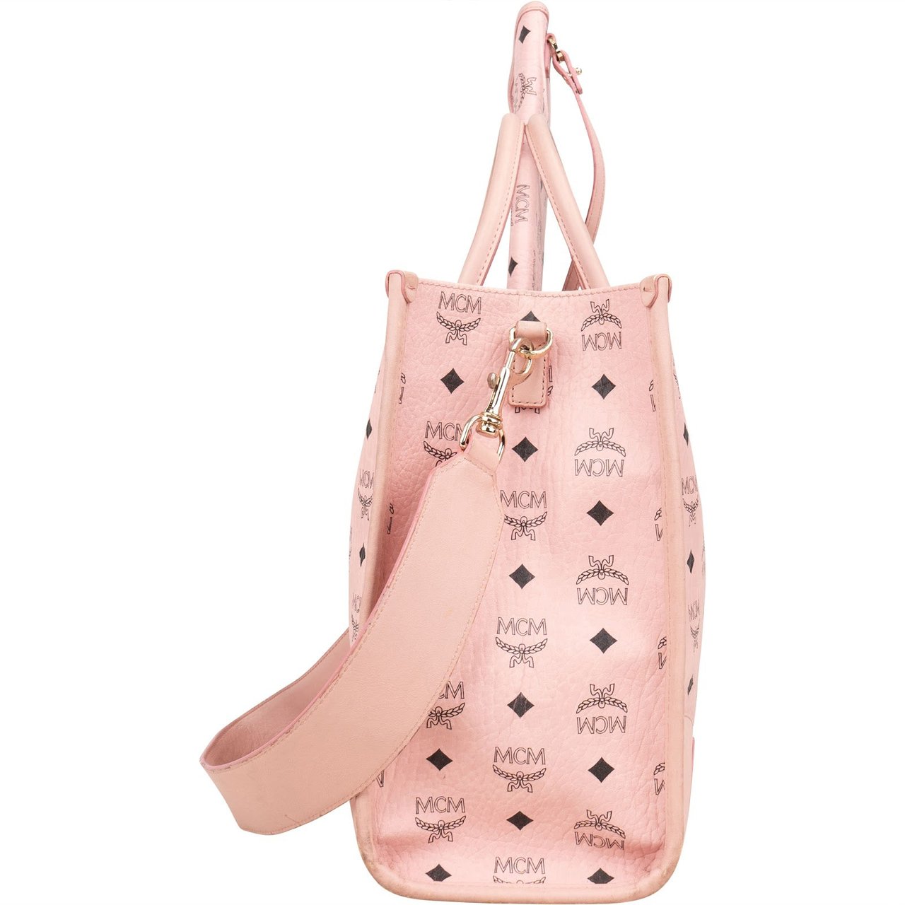 MCM Monogram Visetos Shopper Tote Bag Roze