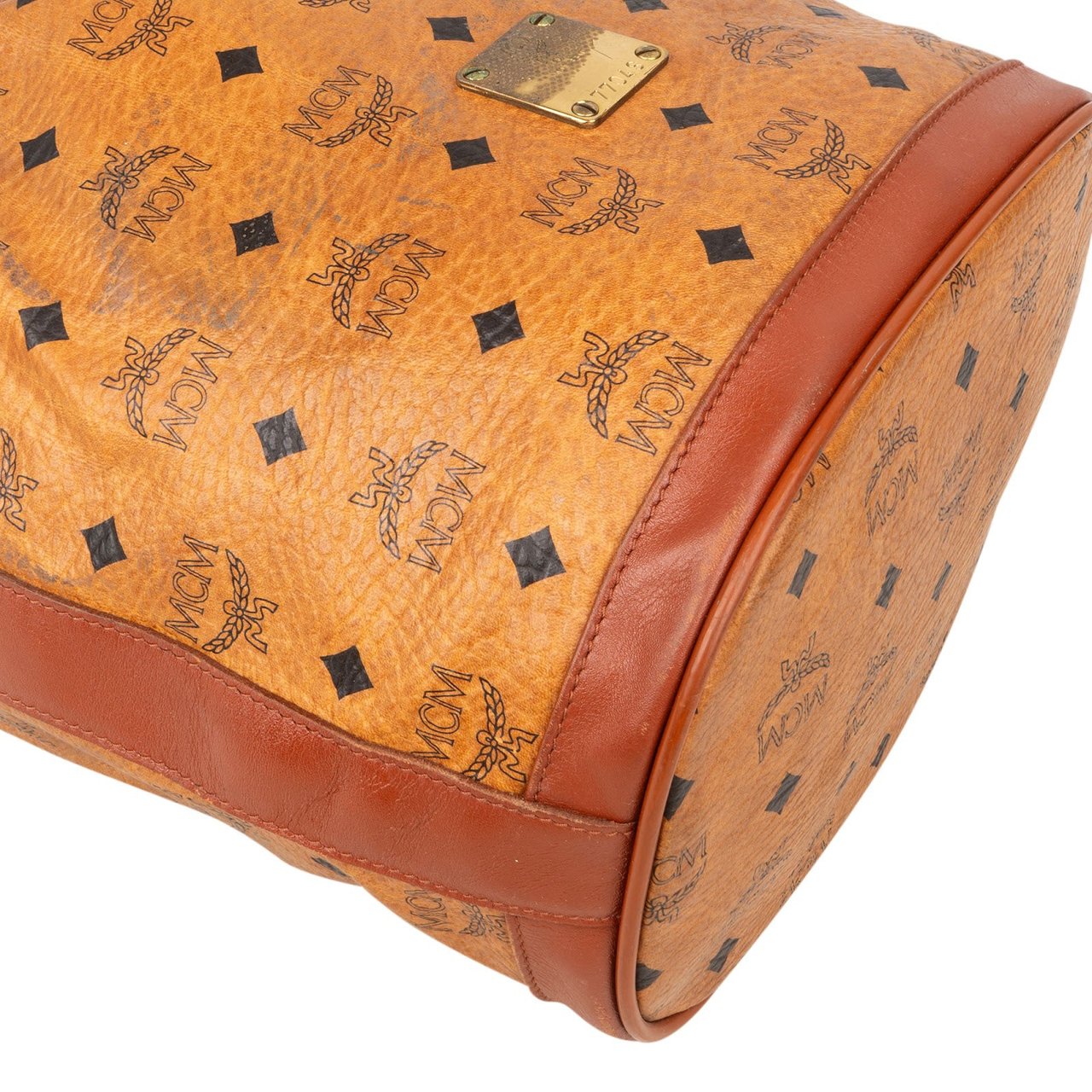 MCM MCM Monogram Visetos Drawstring Bucket Crossbody Bag Bruin