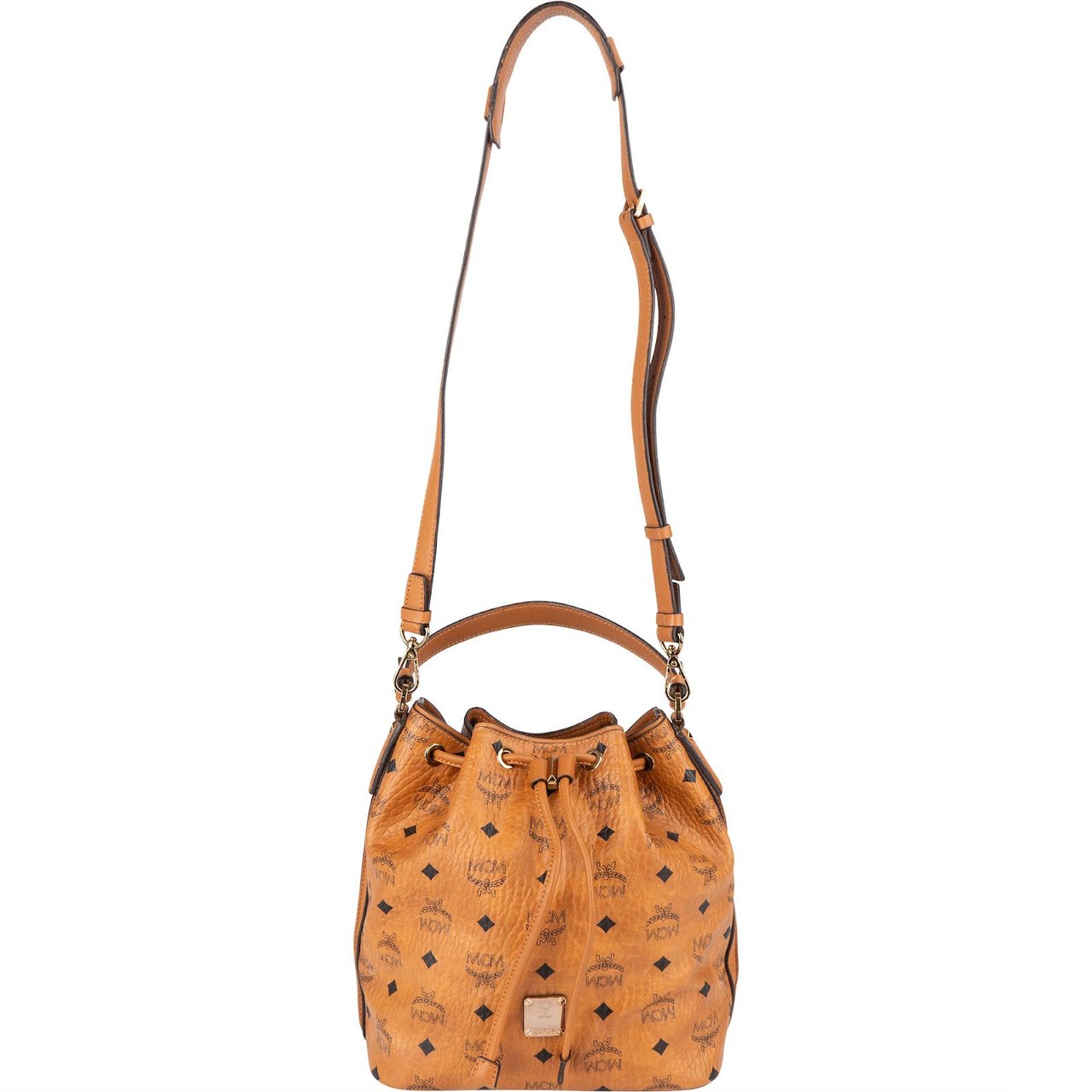 MCM MCM Monogram Visetos Drawstring Bucket Handbag Bruin
