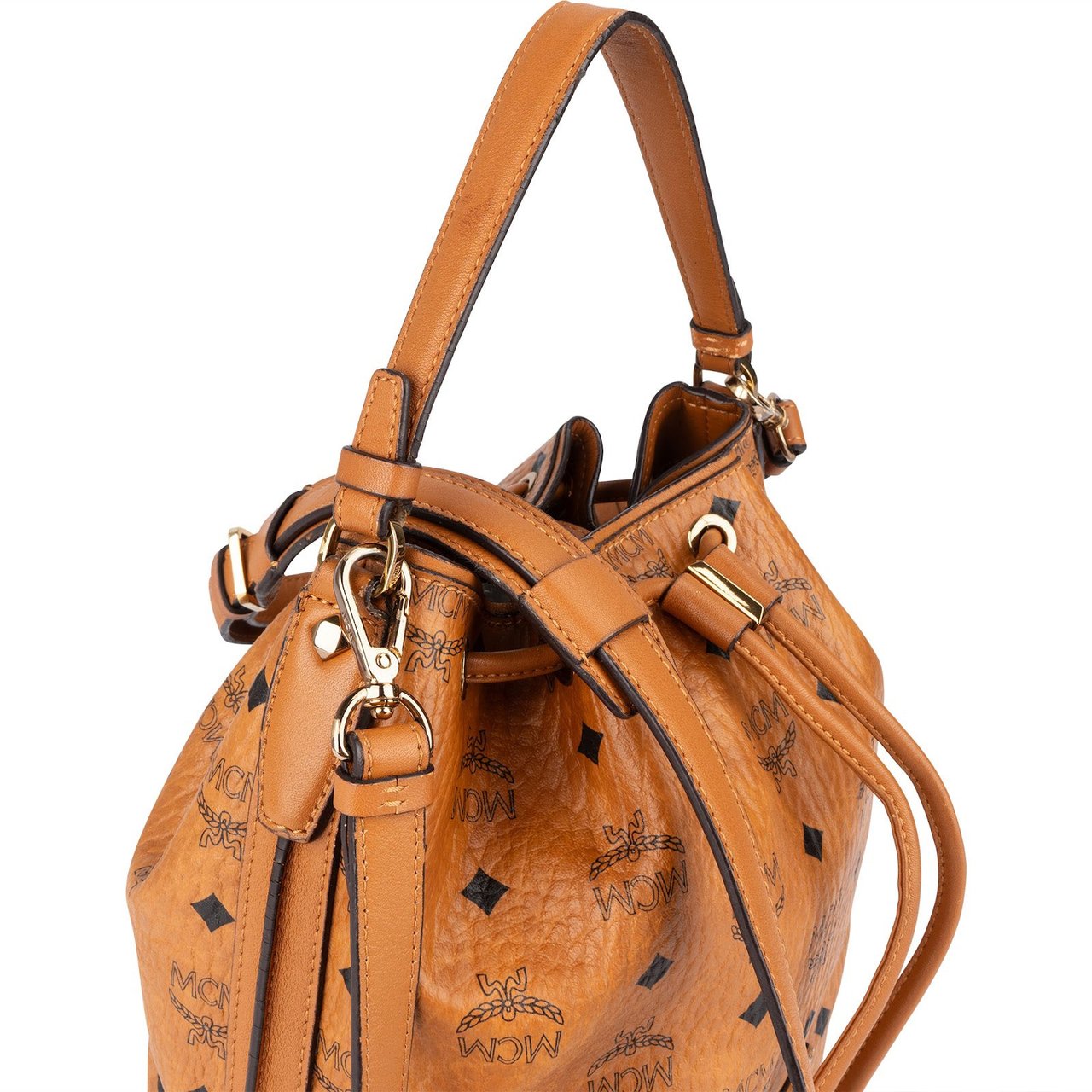MCM MCM Monogram Visetos Drawstring Bucket Handbag Bruin