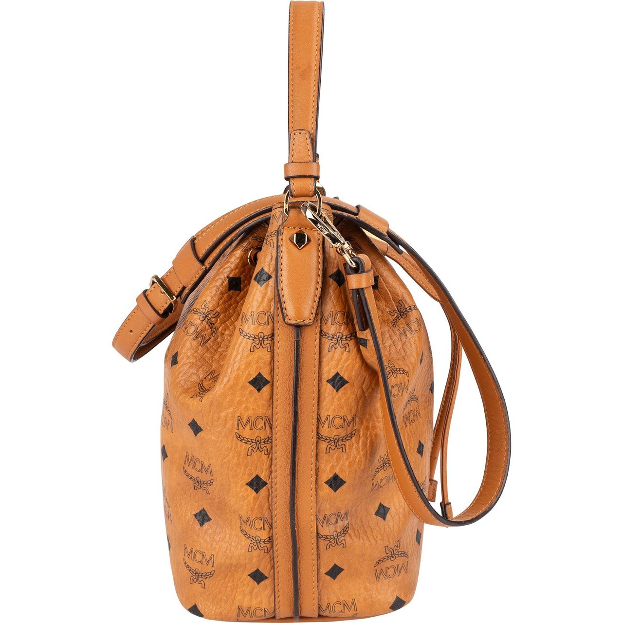 MCM MCM Monogram Visetos Drawstring Bucket Handbag Bruin