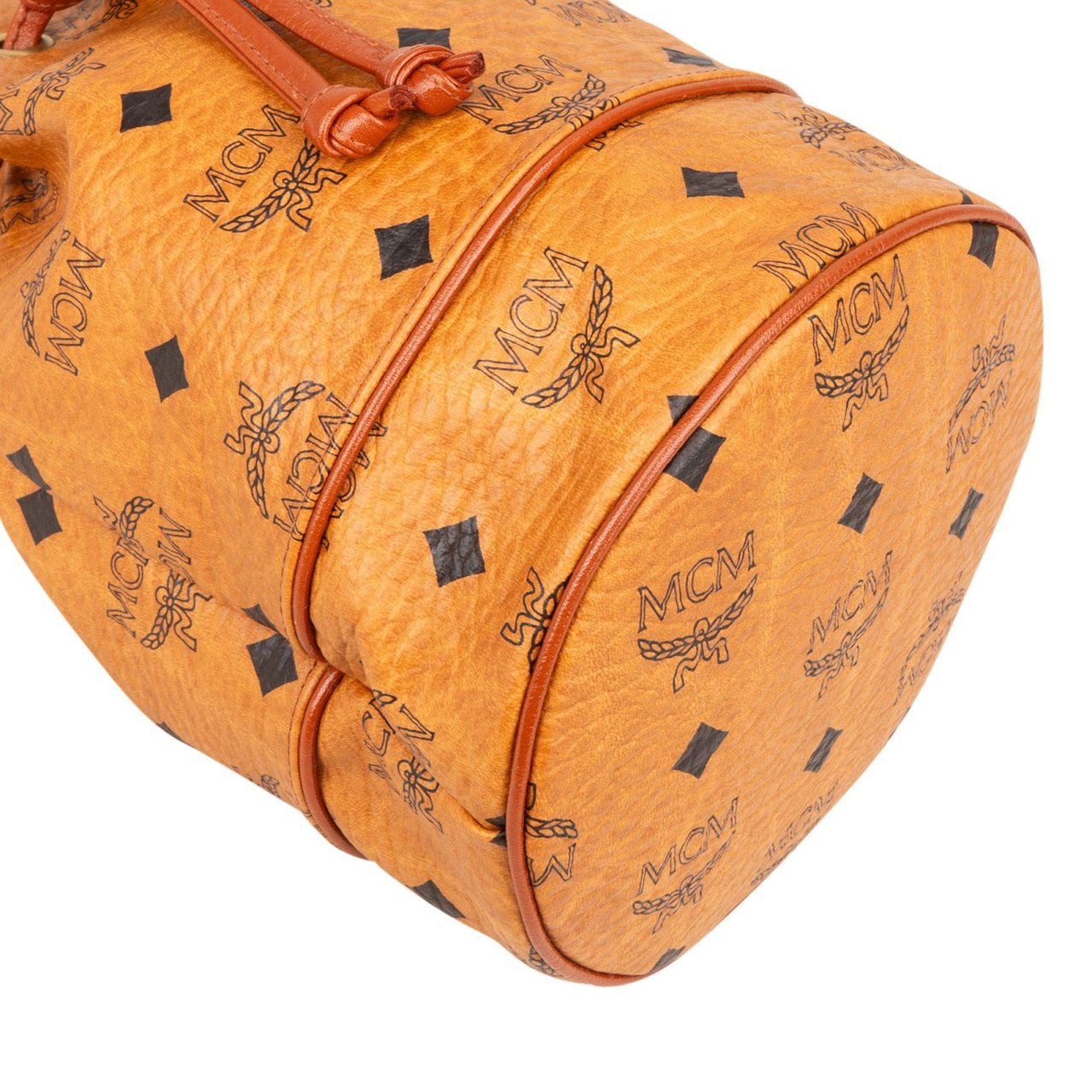 MCM MCM Monogram Visetos Mini Drawstring Bucket Crossbody Bag Bruin