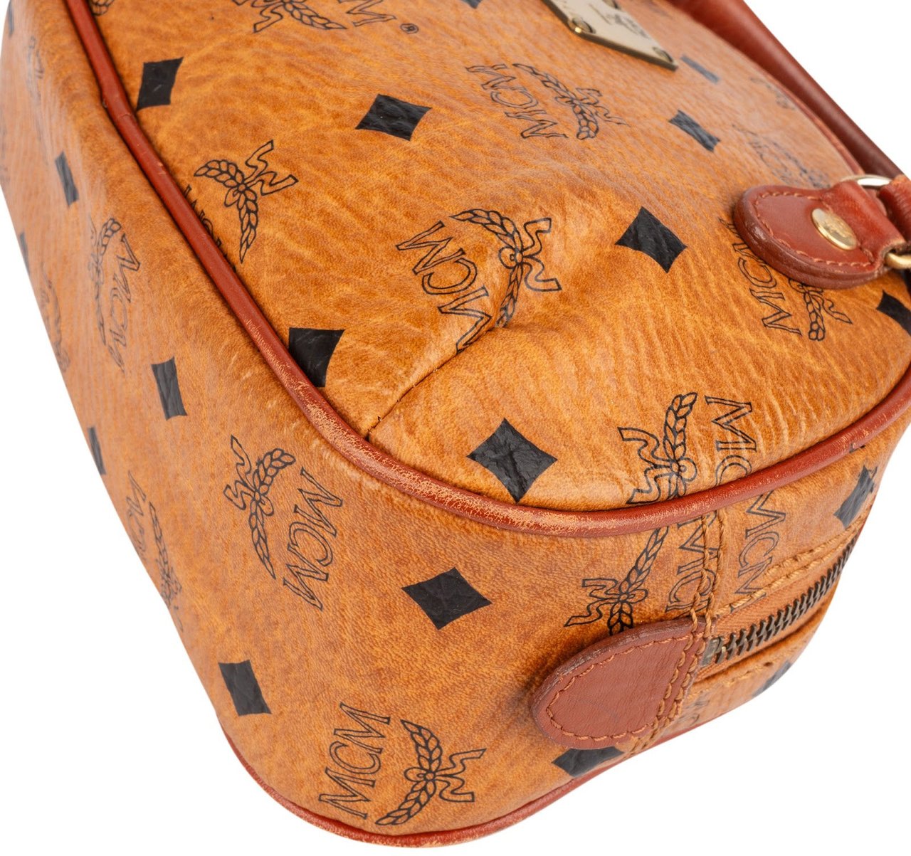 MCM MCM Monogram Visetos Mini Boston Bag Handbag Bruin