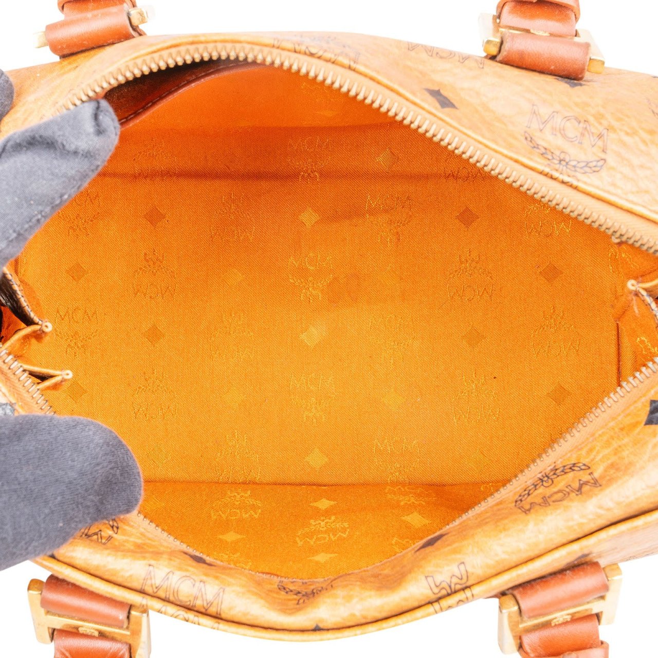 MCM MCM Monogram Visetos Boston Handbag Bruin