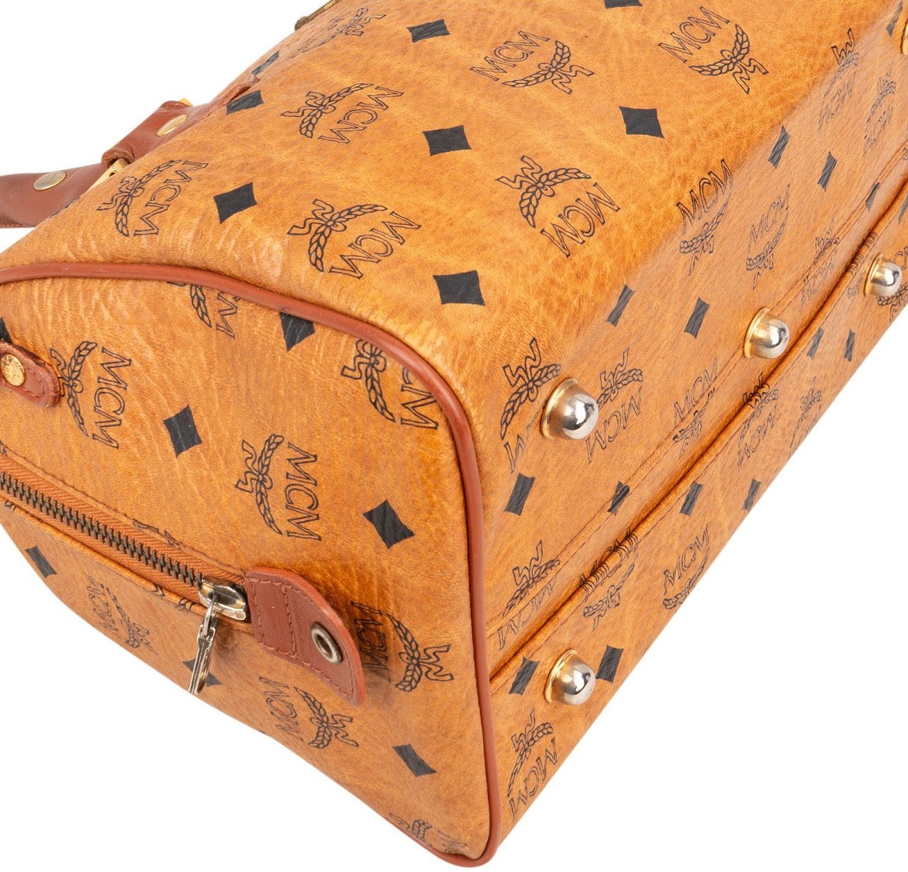 MCM MCM Monogram Visetos Boston Handbag Bruin