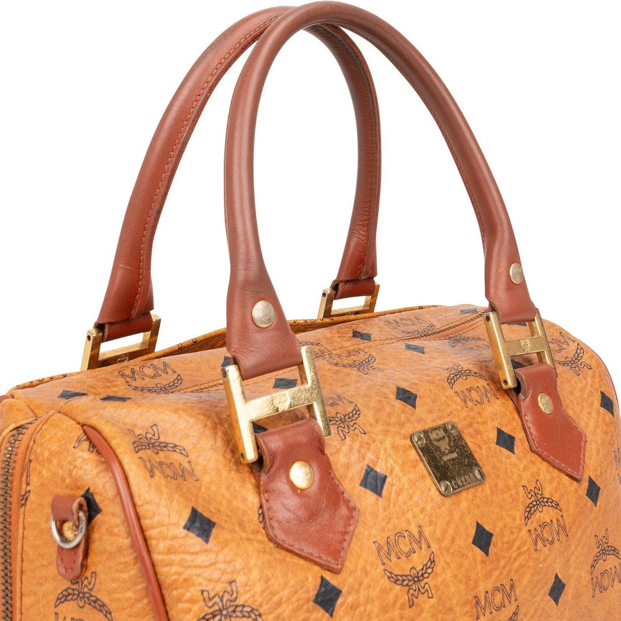 MCM MCM Monogram Visetos Boston Handbag Bruin