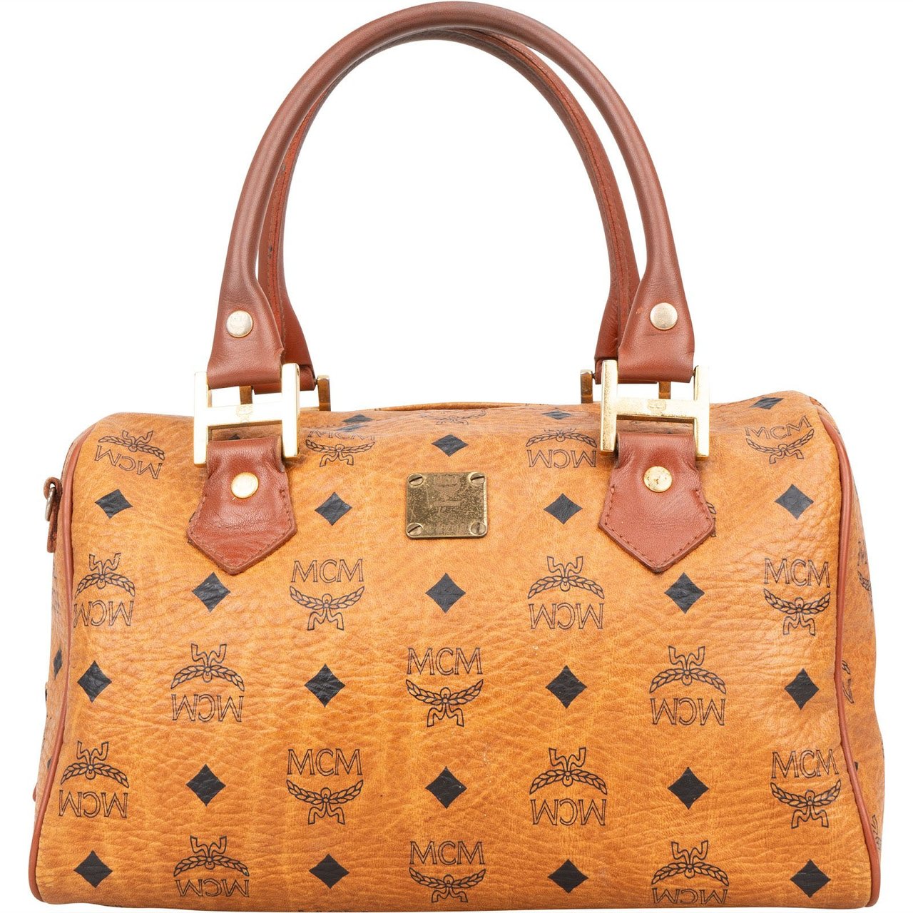 MCM MCM Monogram Visetos Boston Handbag Bruin