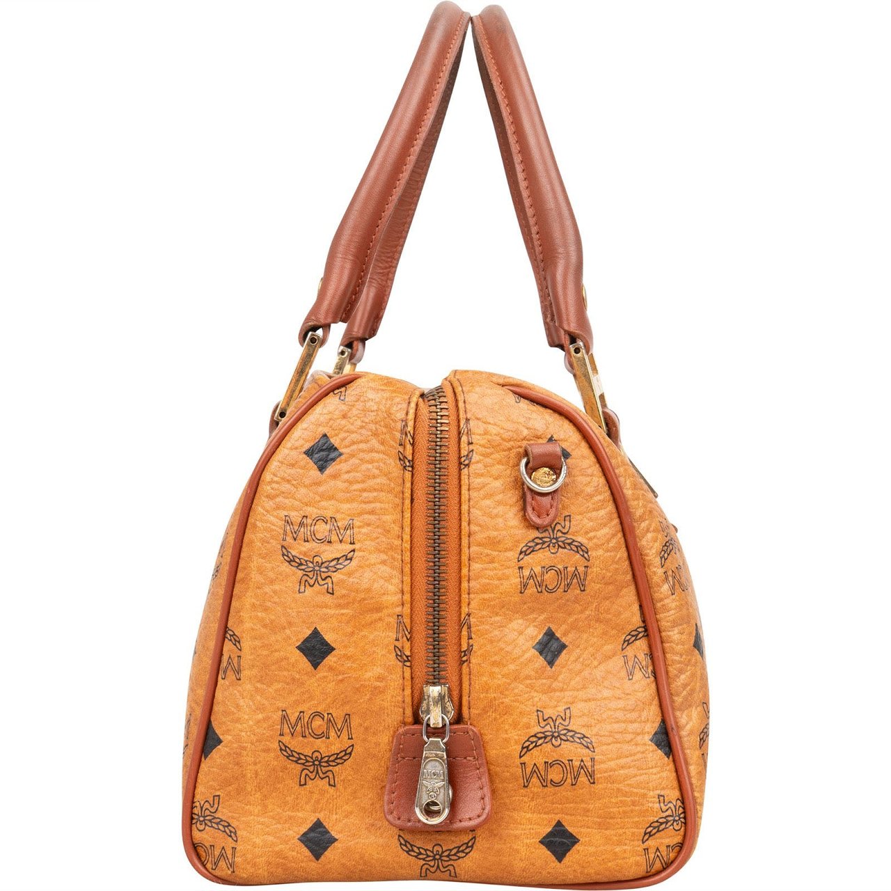 MCM MCM Monogram Visetos Boston Handbag Bruin