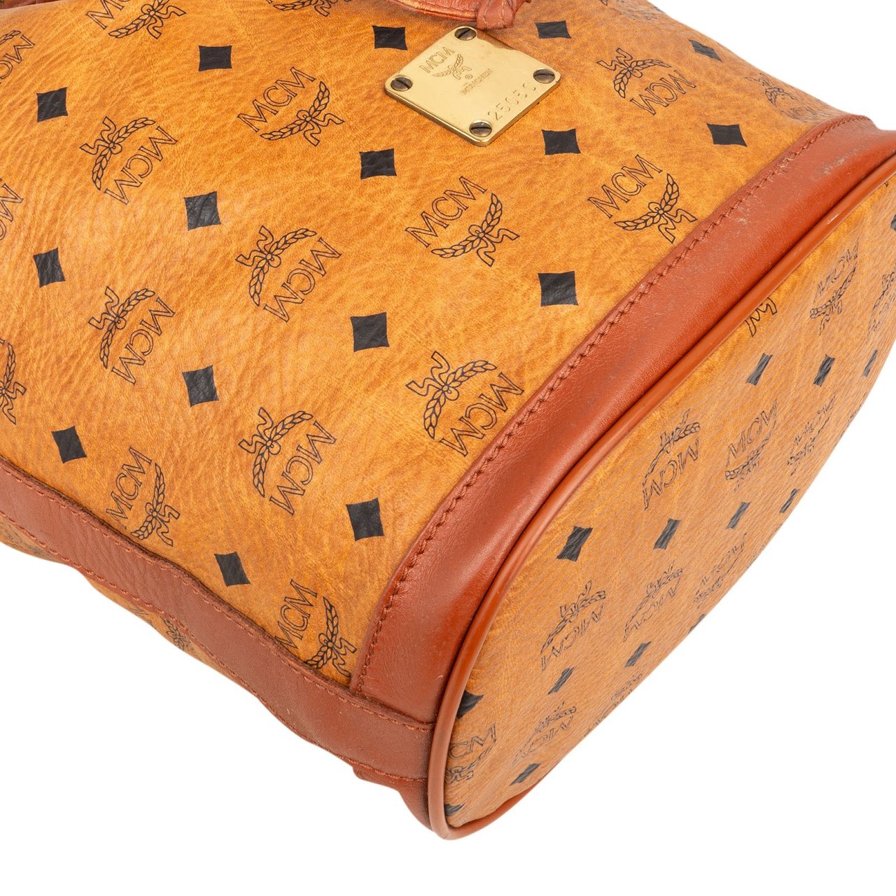 MCM MCM Monogram Visetos Drawstring Bucket Crossbody Bag Bruin