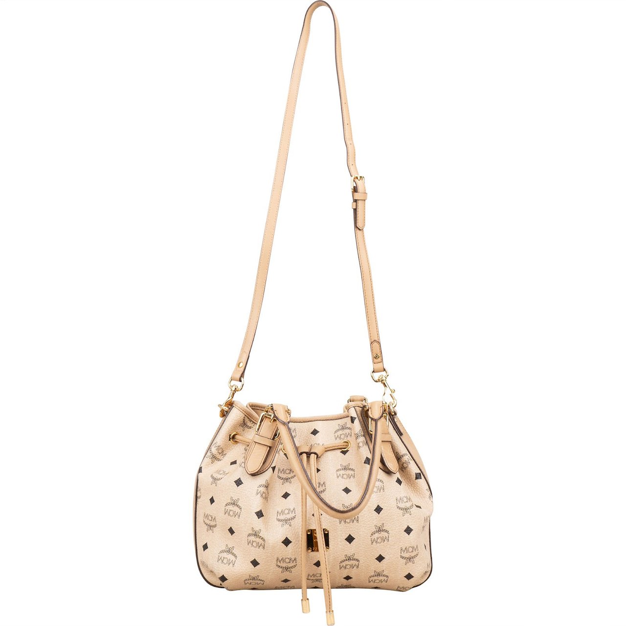MCM MCM Monogram Visetos Drawstring Handbag Beige