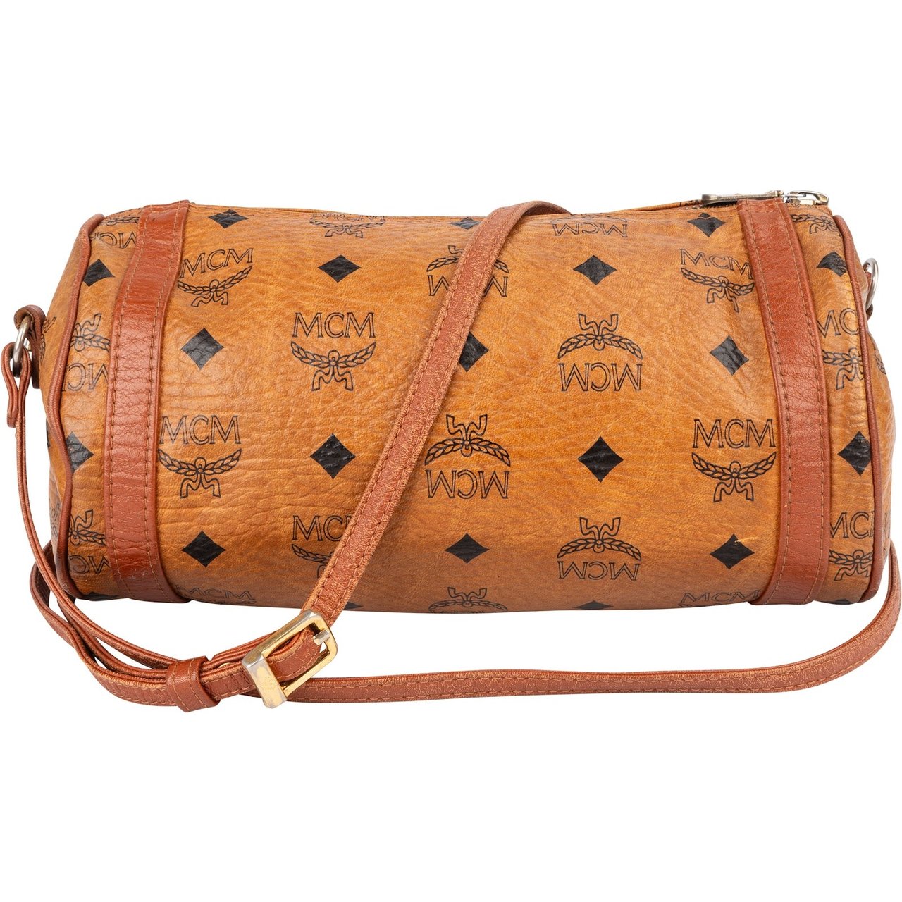 MCM MCM Monogram Visetos Cylinder Crossbody Bag Bruin