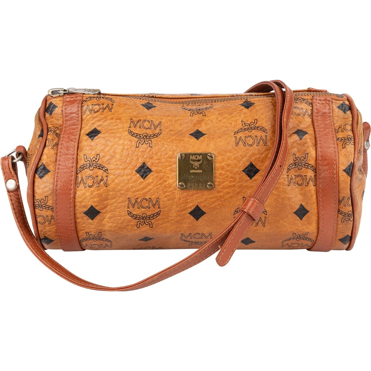 MCM MCM Monogram Visetos Cylinder Crossbody Bag Bruin