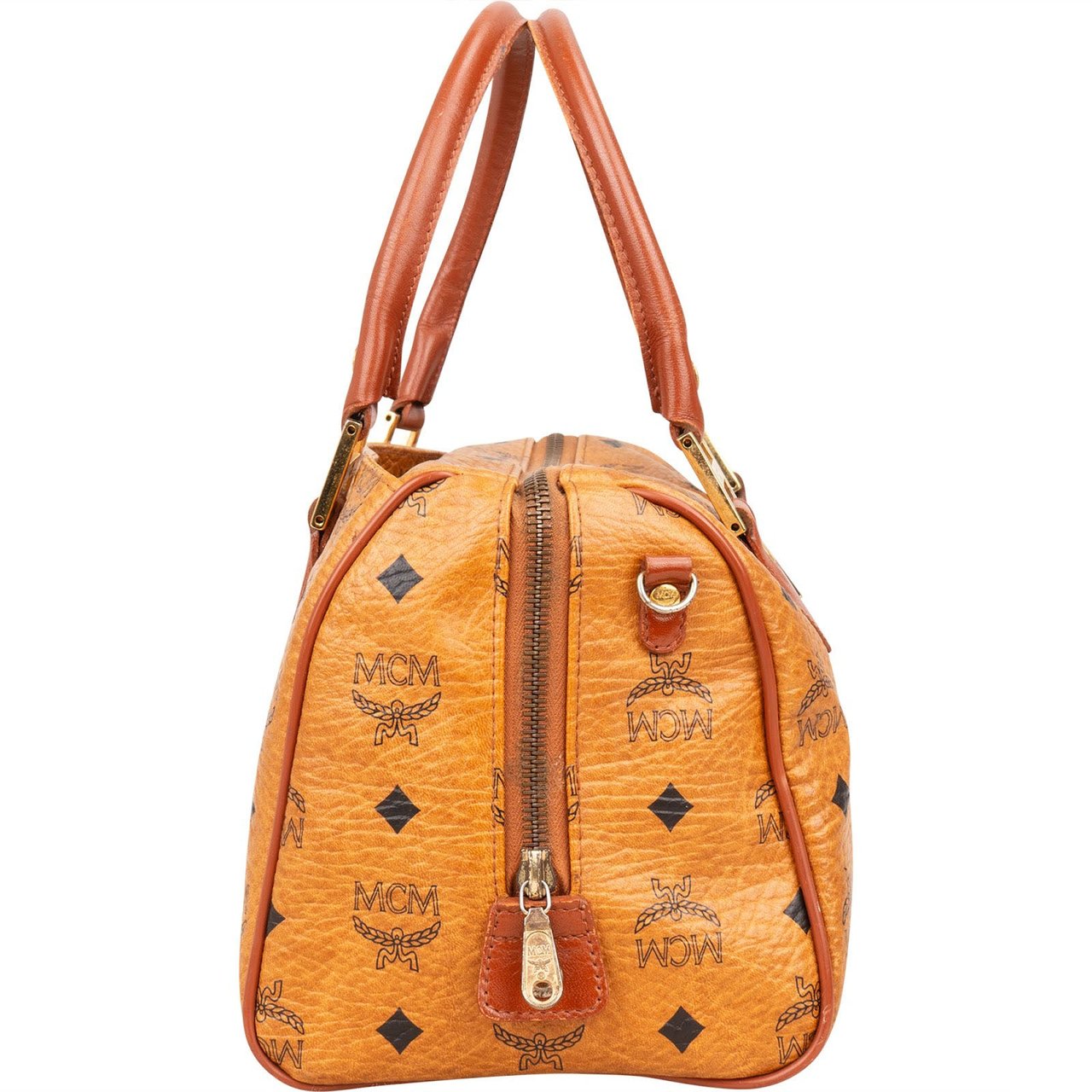 MCM MCM Monogram Visetos Boston Handbag Bruin