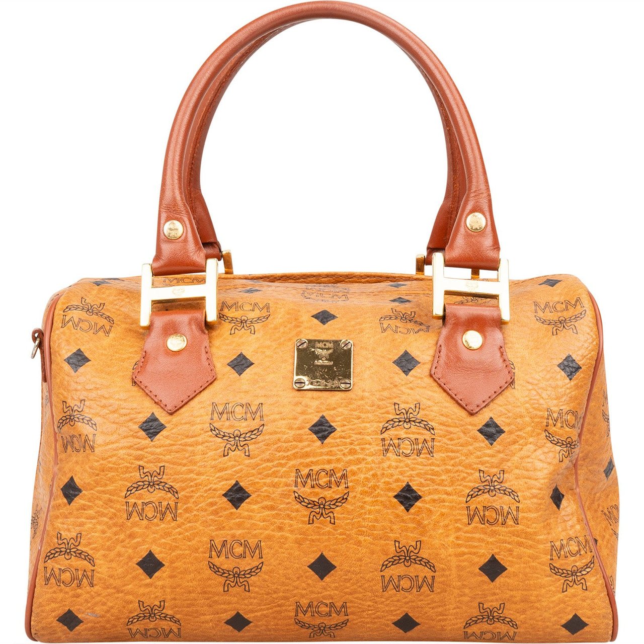 MCM MCM Monogram Visetos Boston Handbag Bruin