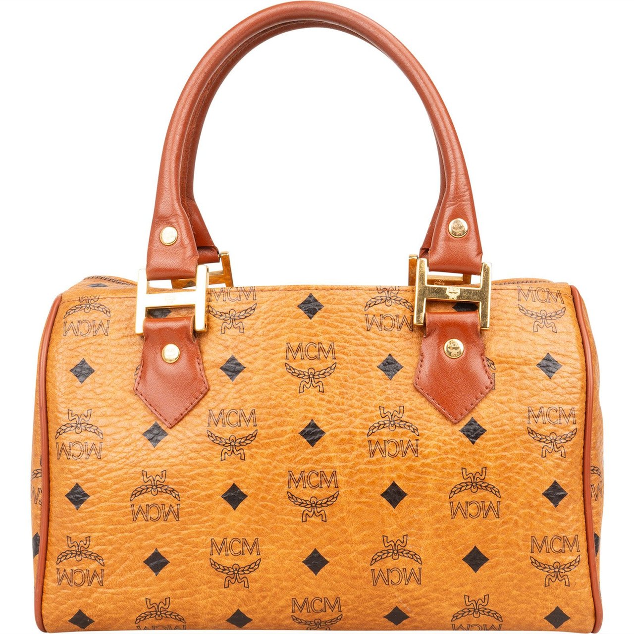 MCM MCM Monogram Visetos Boston Handbag Bruin